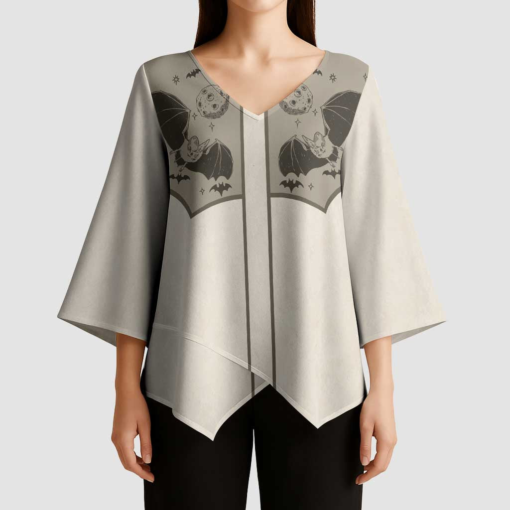 Western Gothic Yoke Kimono Sleeve Blouse Bat And Stars - Wonder Print Shop