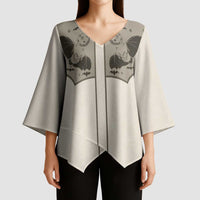 Western Gothic Yoke Kimono Sleeve Blouse Bat And Stars - Wonder Print Shop