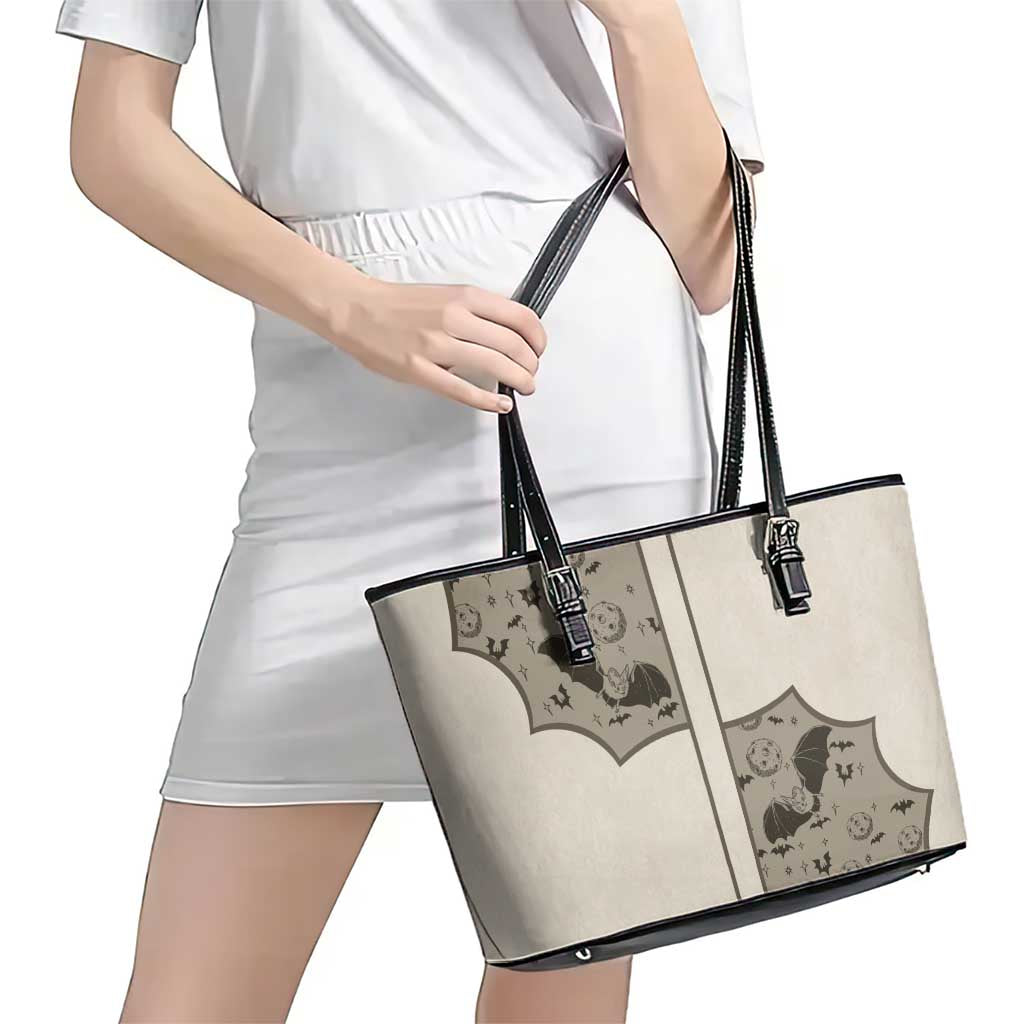 Western Gothic Yoke Leather Tote Bag Bat And Stars - Wonder Print Shop