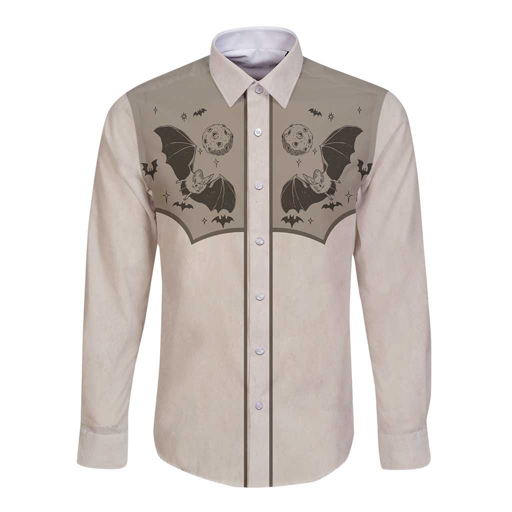 Western Gothic Yoke Long Sleeve Button Shirt Bat And Stars - Wonder Print Shop