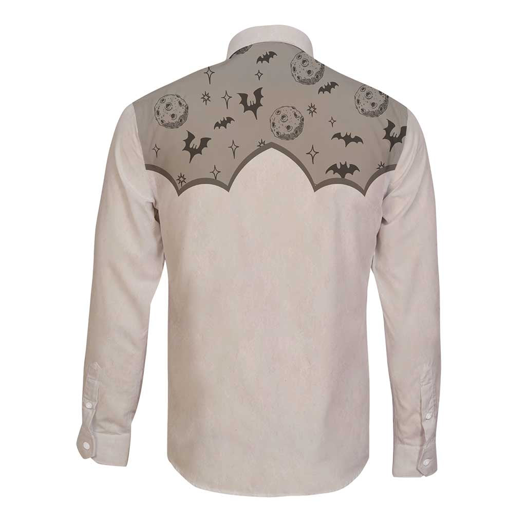 Western Gothic Yoke Long Sleeve Button Shirt Bat And Stars - Wonder Print Shop