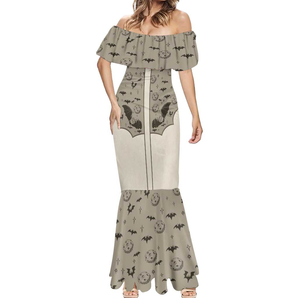 Western Gothic Yoke Mermaid Dress Bat And Stars - Wonder Print Shop