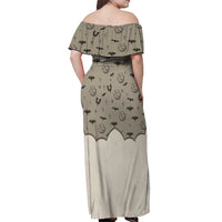 Western Gothic Yoke Off Shoulder Maxi Dress Bat And Stars - Wonder Print Shop