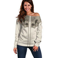 Western Gothic Yoke Off Shoulder Sweater Bat And Stars - Wonder Print Shop
