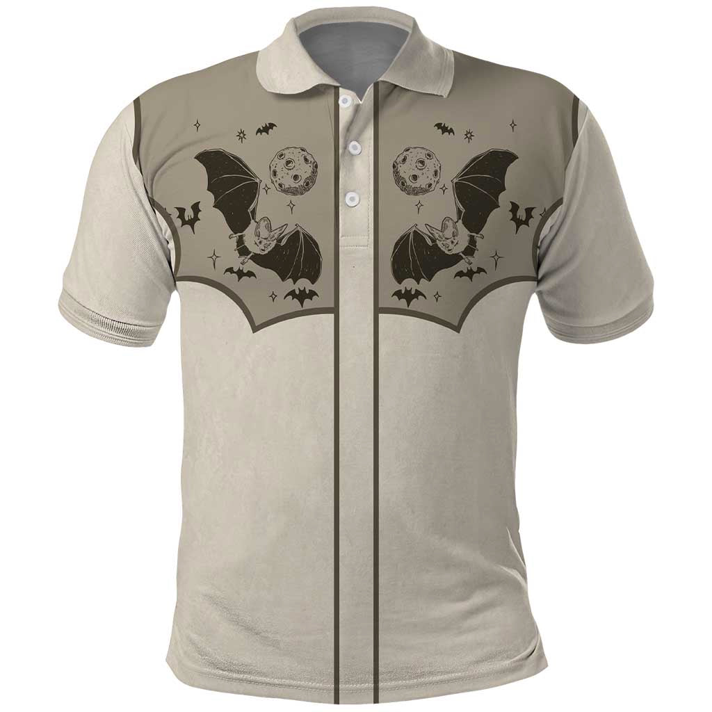 Western Gothic Yoke Polo Shirt Bat And Stars - Wonder Print Shop