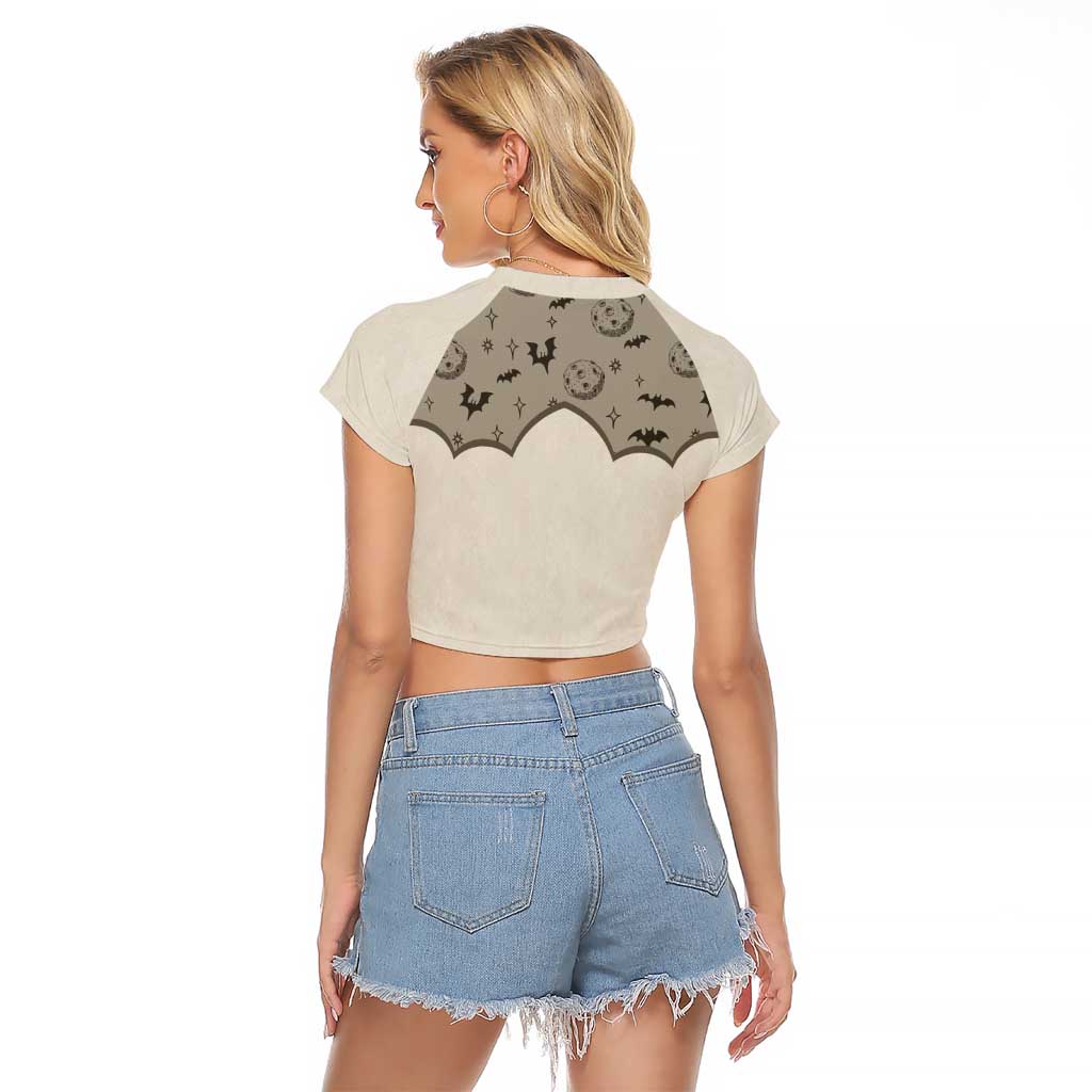 Western Gothic Yoke Raglan Cropped T Shirt Bat And Stars - Wonder Print Shop