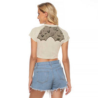 Western Gothic Yoke Raglan Cropped T Shirt Bat And Stars - Wonder Print Shop