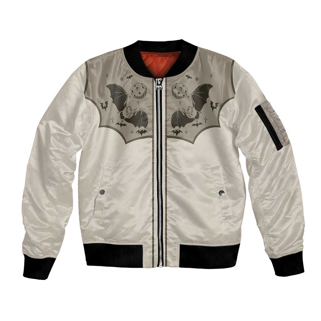 Western Gothic Yoke Sleeve Zip Bomber Jacket Bat And Stars - Wonder Print Shop