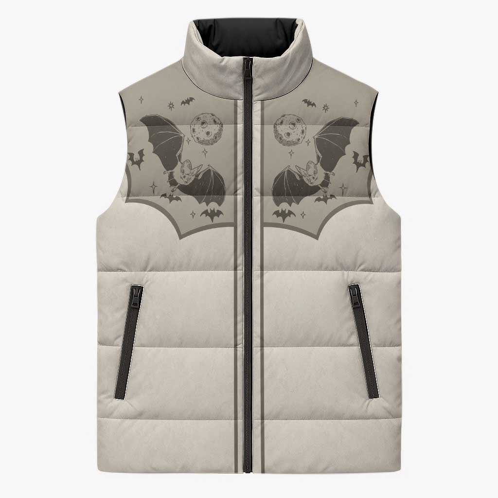 Western Gothic Yoke Sleeveless Puffer Jacket Bat And Stars - Wonder Print Shop