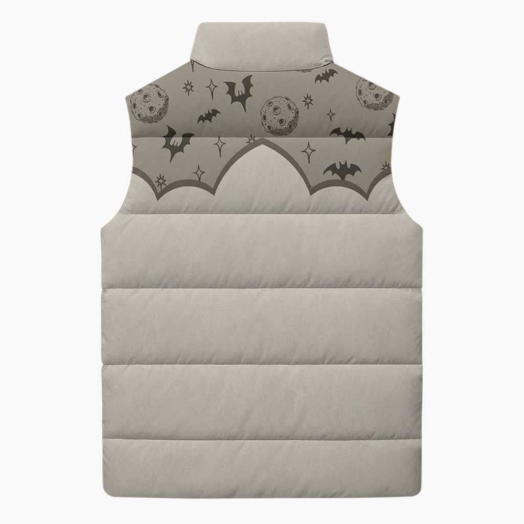 Western Gothic Yoke Sleeveless Puffer Jacket Bat And Stars - Wonder Print Shop