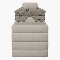 Western Gothic Yoke Sleeveless Puffer Jacket Bat And Stars - Wonder Print Shop