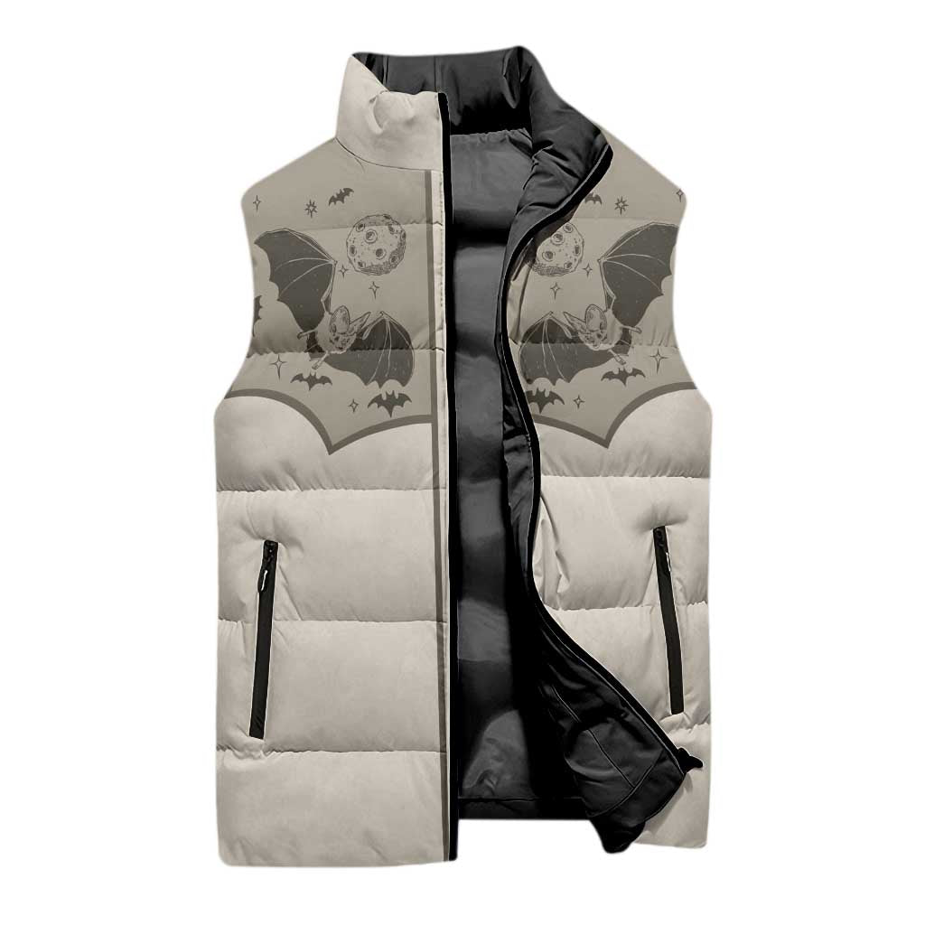 Western Gothic Yoke Sleeveless Puffer Jacket Bat And Stars - Wonder Print Shop