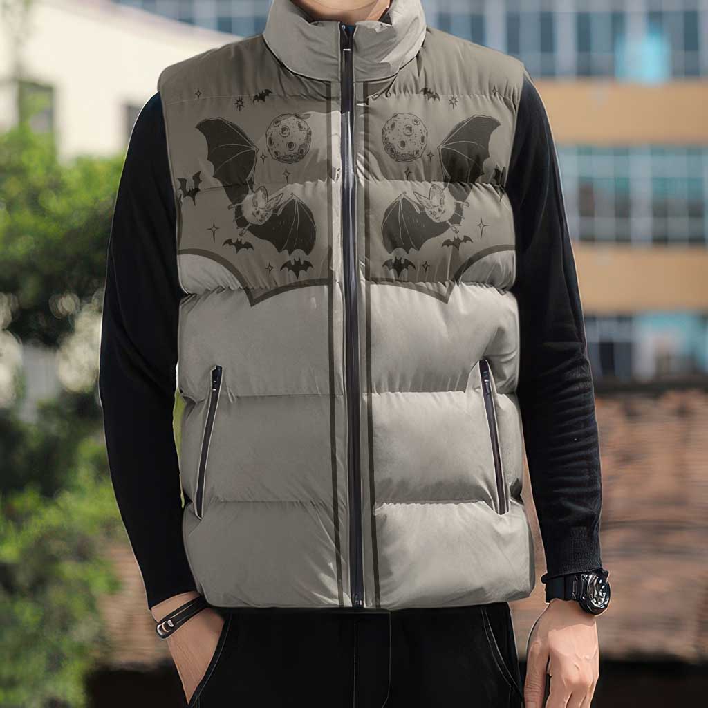 Western Gothic Yoke Sleeveless Puffer Jacket Bat And Stars - Wonder Print Shop