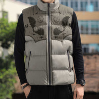 Western Gothic Yoke Sleeveless Puffer Jacket Bat And Stars - Wonder Print Shop