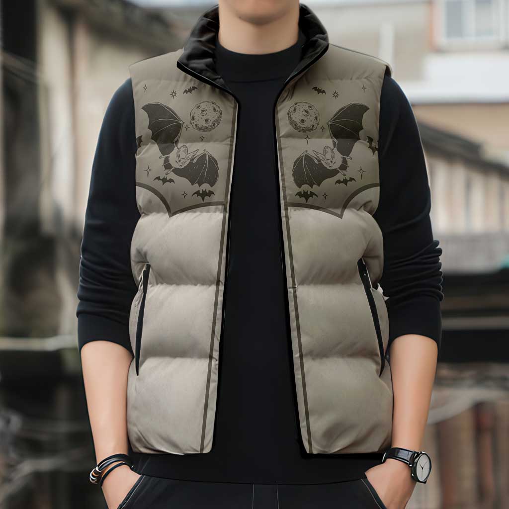 Western Gothic Yoke Sleeveless Puffer Jacket Bat And Stars - Wonder Print Shop