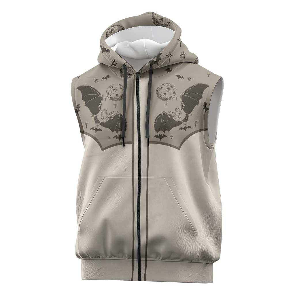 Western Gothic Yoke Sleeveless Zip Hoodie Bat And Stars - Wonder Print Shop