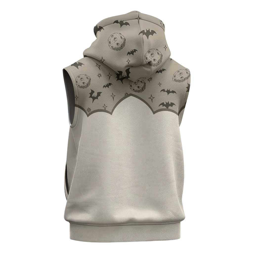 Western Gothic Yoke Sleeveless Zip Hoodie Bat And Stars - Wonder Print Shop