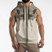 Western Gothic Yoke Sleeveless Zip Hoodie Bat And Stars - Wonder Print Shop