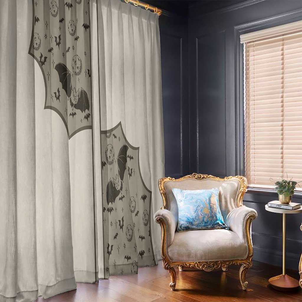 Western Gothic Yoke Window Curtain Bat And Stars - Wonder Print Shop