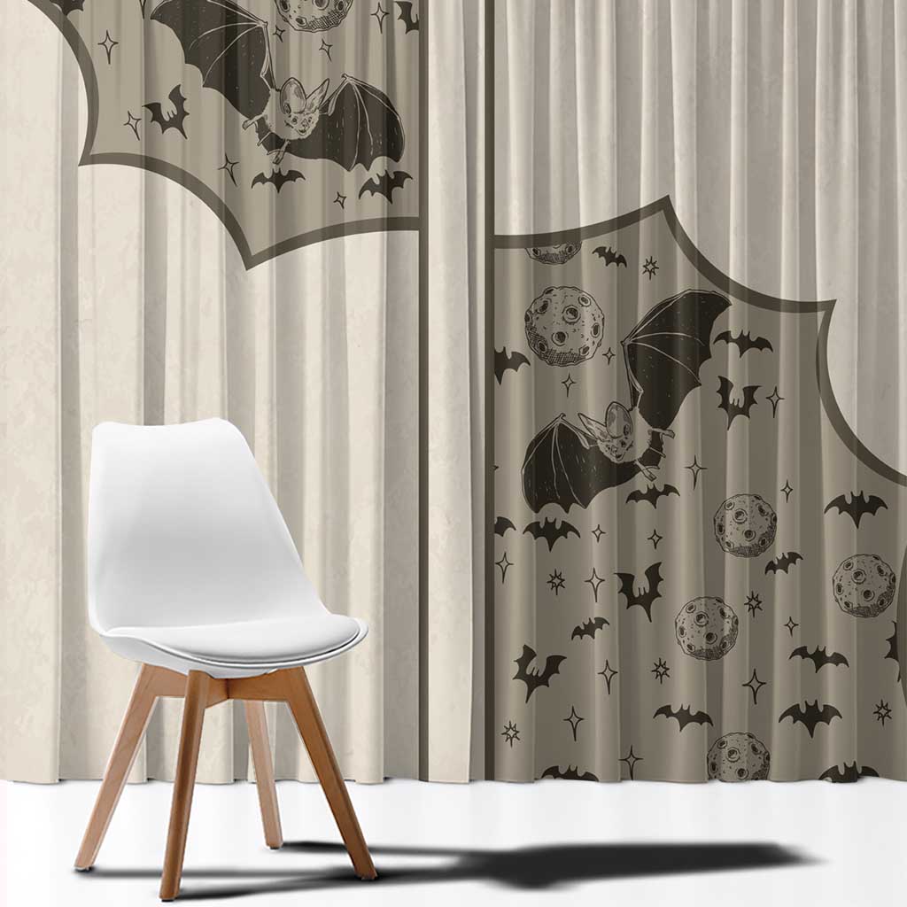Western Gothic Yoke Window Curtain Bat And Stars - Wonder Print Shop