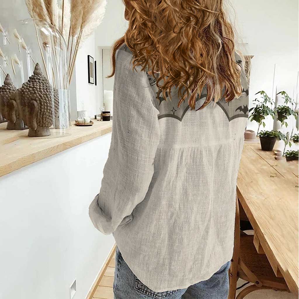 Western Gothic Yoke Women Casual Shirt Bat And Stars - Wonder Print Shop