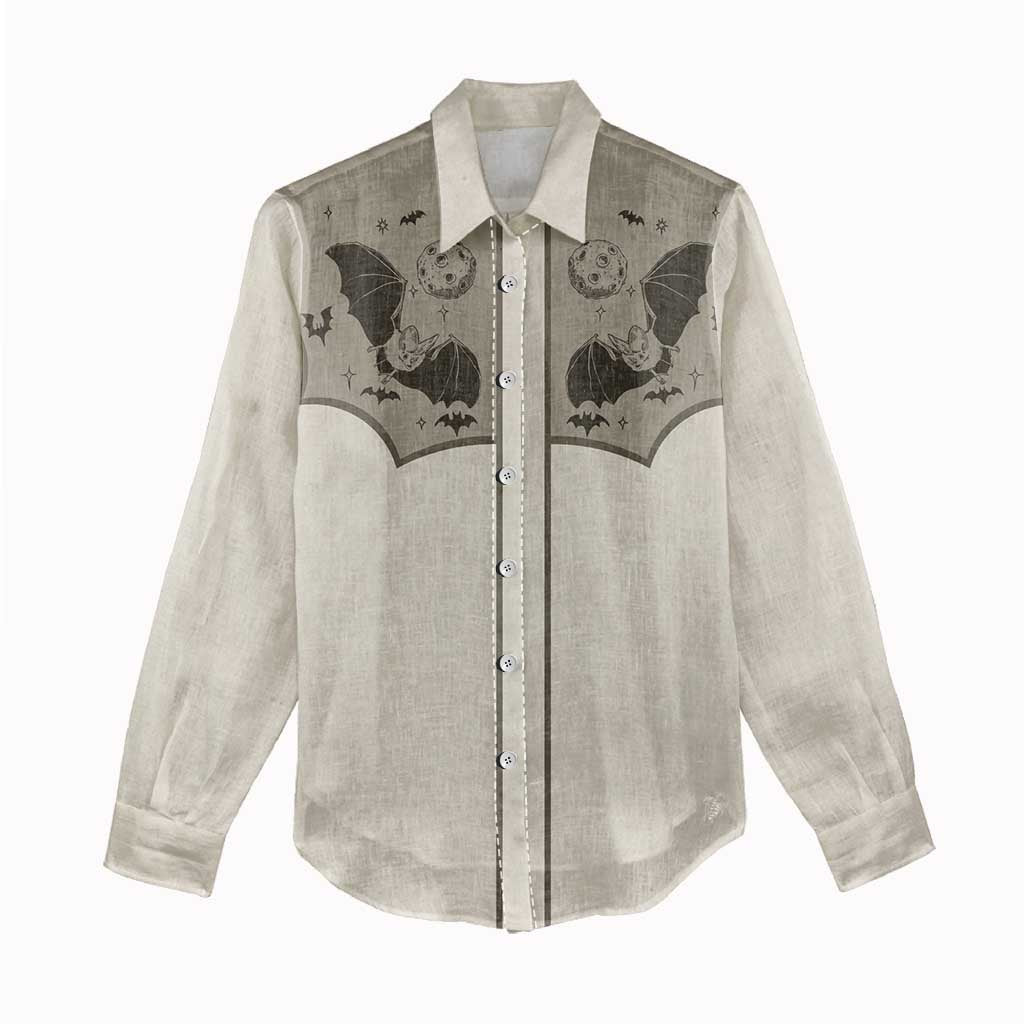 Western Gothic Yoke Women Casual Shirt Bat And Stars - Wonder Print Shop