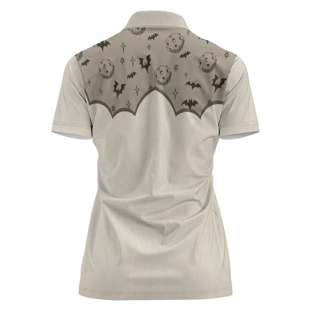 Western Gothic Yoke Women Polo Shirt Bat And Stars - Wonder Print Shop