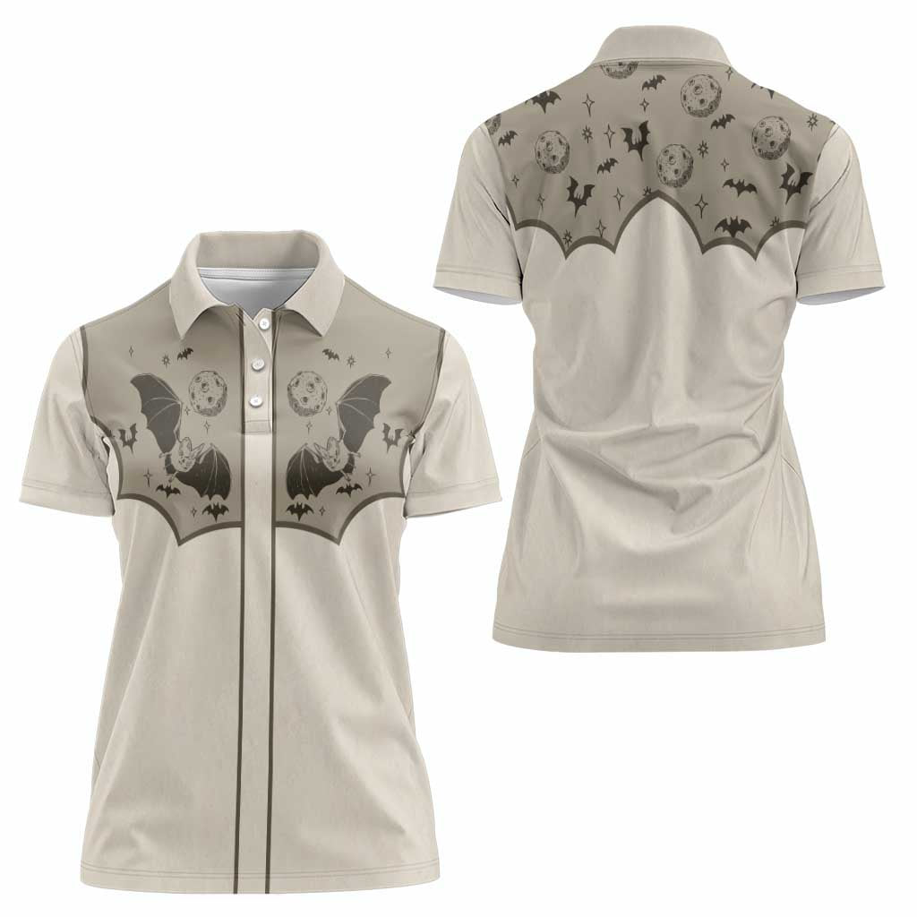 Western Gothic Yoke Women Polo Shirt Bat And Stars - Wonder Print Shop