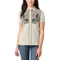 Western Gothic Yoke Women Polo Shirt Bat And Stars - Wonder Print Shop
