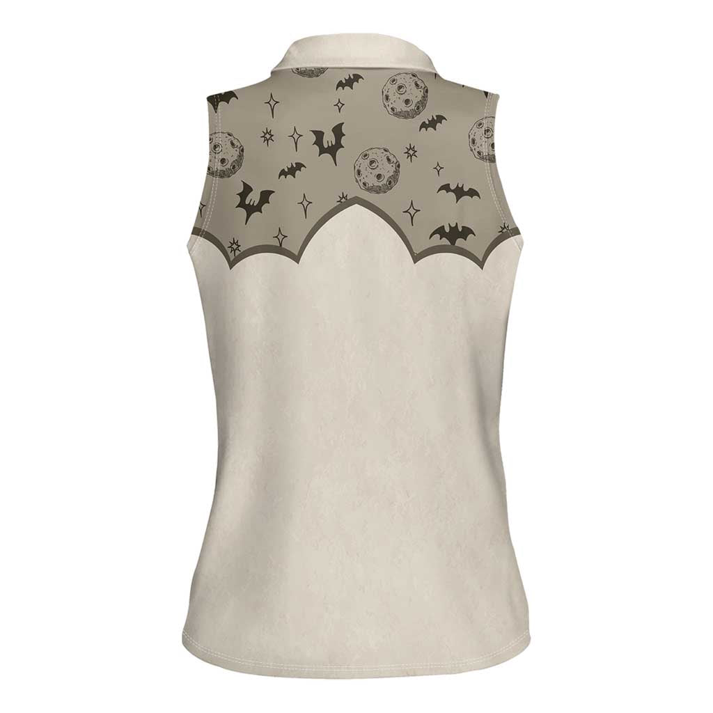 Western Gothic Yoke Women Sleeveless Polo Shirt Bat And Stars - Wonder Print Shop