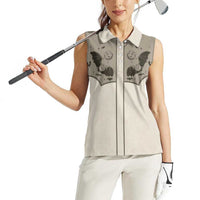 Western Gothic Yoke Women Sleeveless Polo Shirt Bat And Stars - Wonder Print Shop