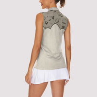 Western Gothic Yoke Women Sleeveless Polo Shirt Bat And Stars - Wonder Print Shop
