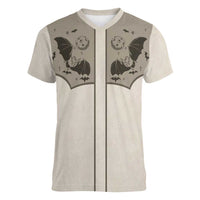 Western Gothic Yoke Women V-Neck T-Shirt Bat And Stars - Wonder Print Shop