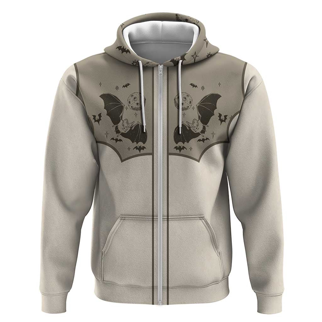 Western Gothic Yoke Zip Hoodie Bat And Stars - Wonder Print Shop