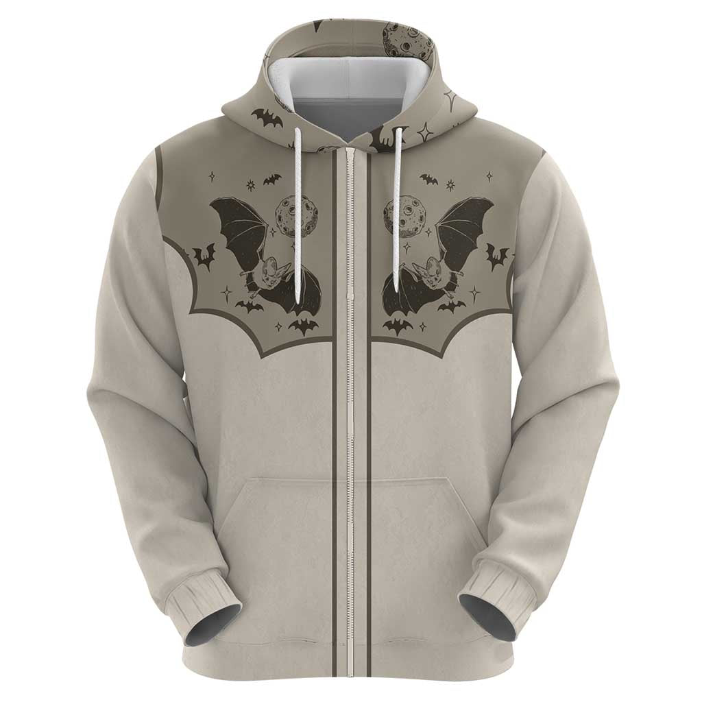 Western Gothic Yoke Zip Hoodie Bat And Stars - Wonder Print Shop