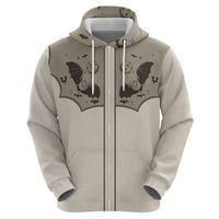 Western Gothic Yoke Zip Hoodie Bat And Stars - Wonder Print Shop