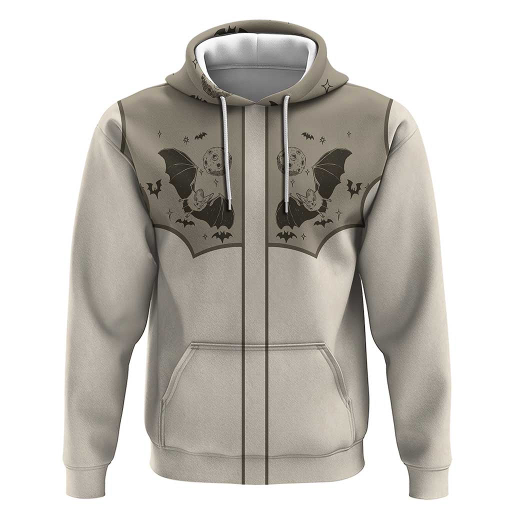 Western Gothic Yoke Zip Hoodie Bat And Stars - Wonder Print Shop