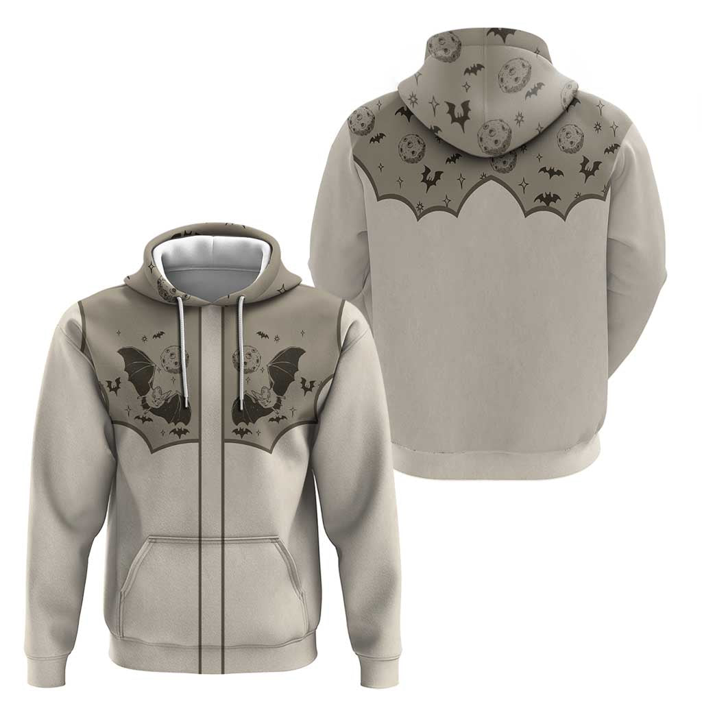 Western Gothic Yoke Zip Hoodie Bat And Stars - Wonder Print Shop