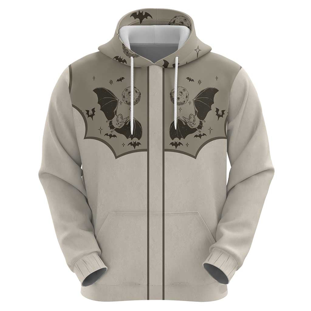Western Gothic Yoke Zip Hoodie Bat And Stars - Wonder Print Shop