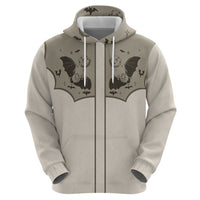 Western Gothic Yoke Zip Hoodie Bat And Stars - Wonder Print Shop