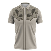 Western Gothic Yoke Zipper Polo Shirt Bat And Stars - Wonder Print Shop