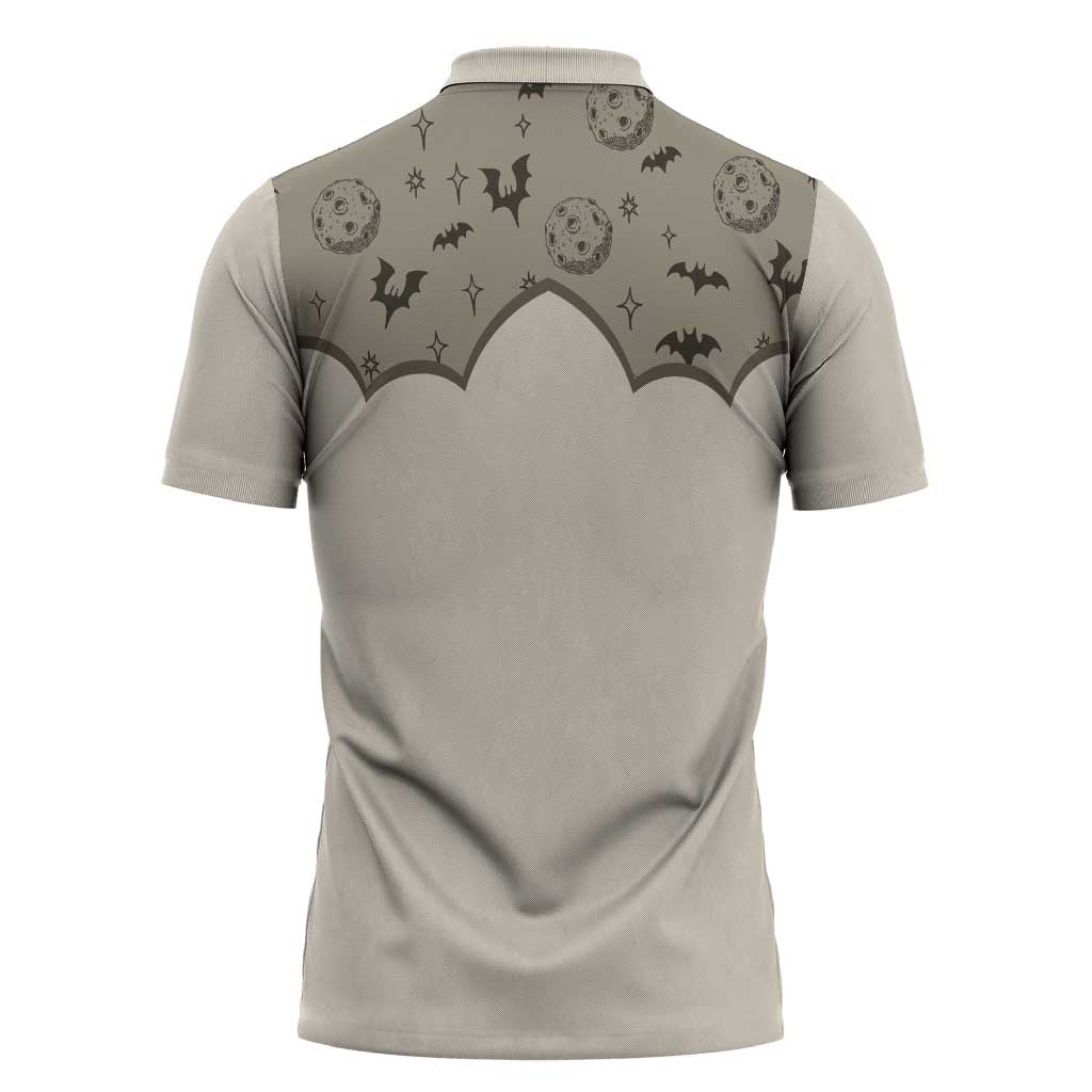 Western Gothic Yoke Zipper Polo Shirt Bat And Stars - Wonder Print Shop