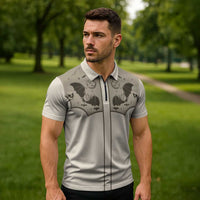 Western Gothic Yoke Zipper Polo Shirt Bat And Stars - Wonder Print Shop