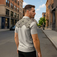 Western Gothic Yoke Zipper Polo Shirt Bat And Stars - Wonder Print Shop