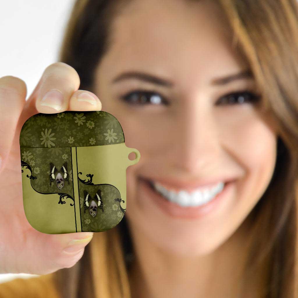 Western Gothic Yoke AirPods Case Retro Butterfly With Daisy Garden - Wonder Print Shop