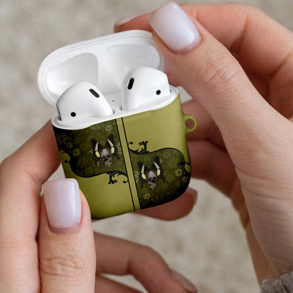 Western Gothic Yoke AirPods Case Retro Butterfly With Daisy Garden - Wonder Print Shop