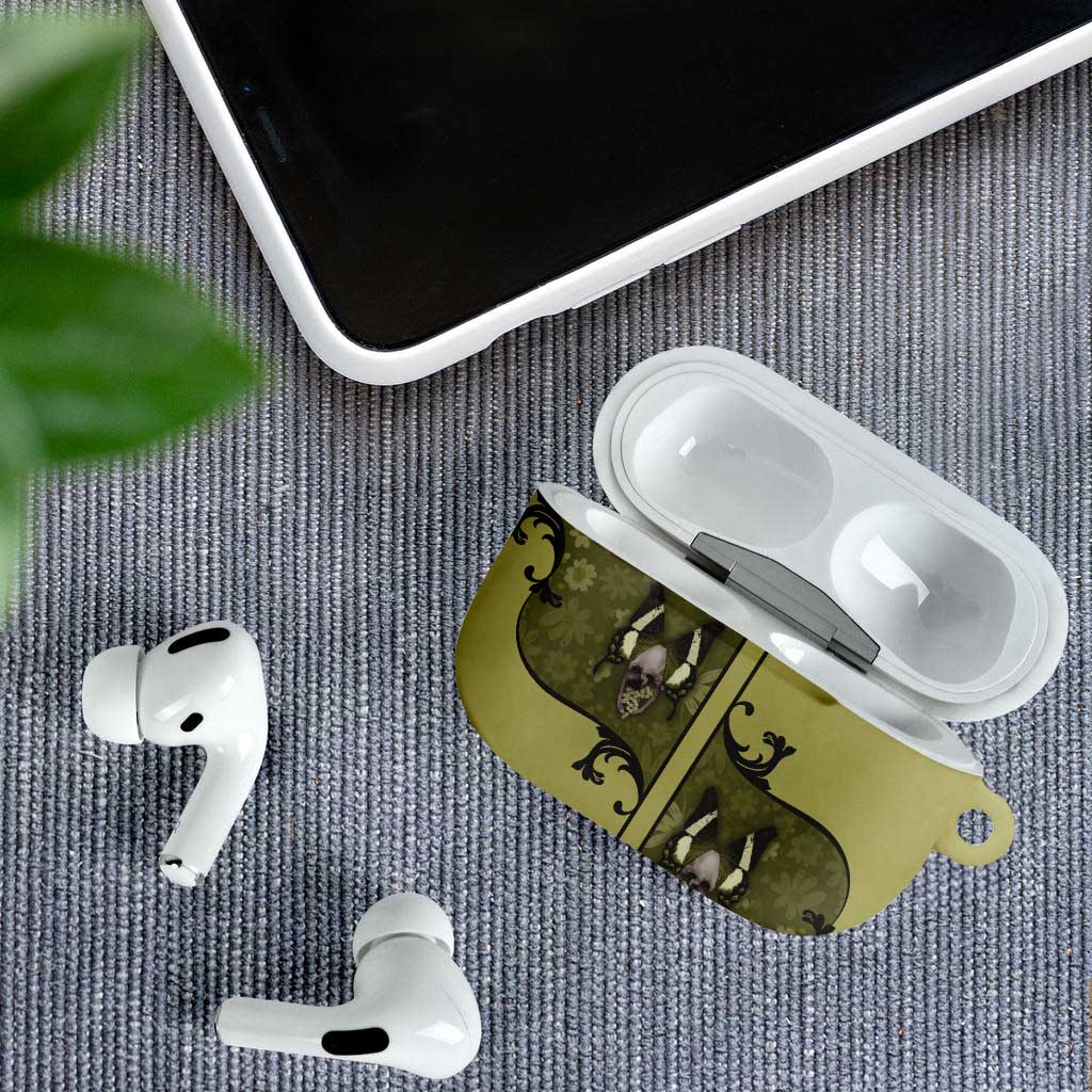 Western Gothic Yoke AirPods Case Retro Butterfly With Daisy Garden - Wonder Print Shop