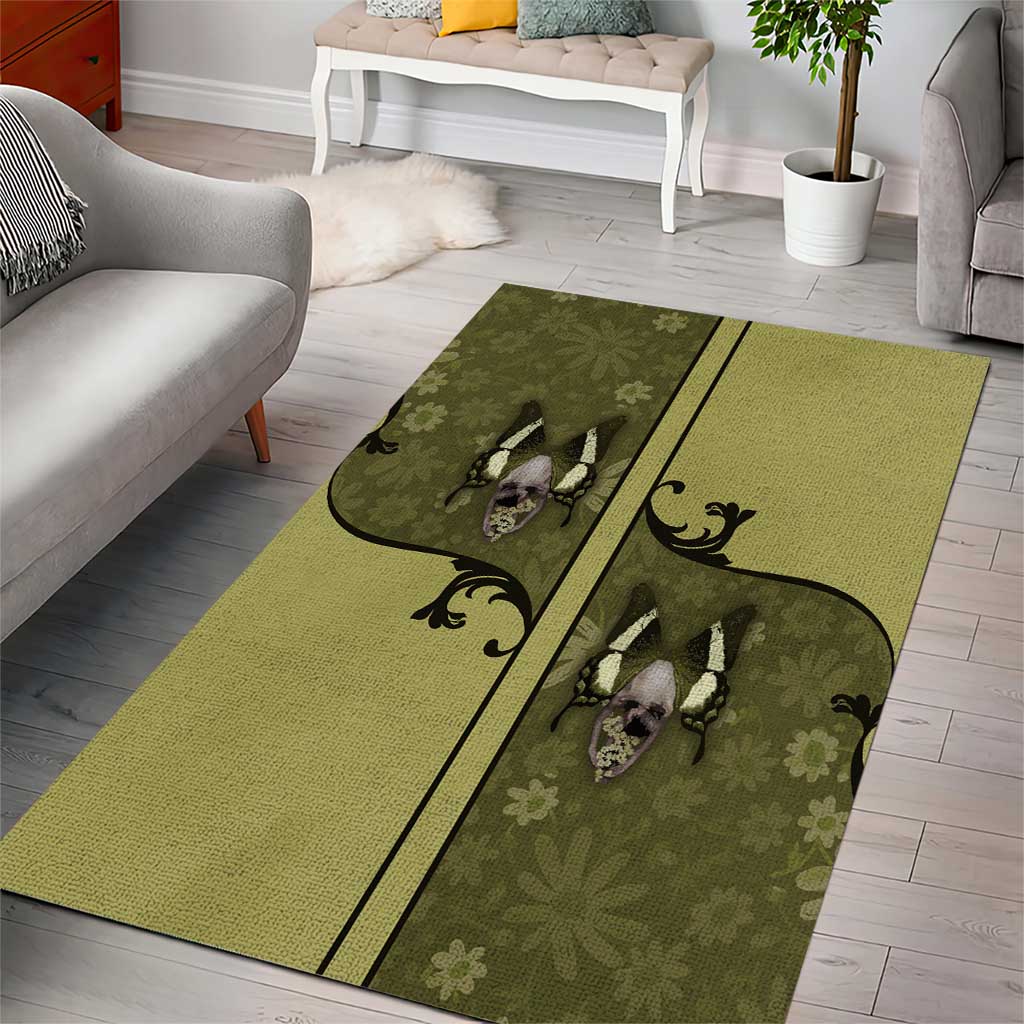 Western Gothic Yoke Area Rug Retro Butterfly With Daisy Garden - Wonder Print Shop