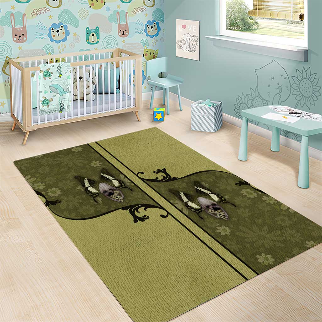 Western Gothic Yoke Area Rug Retro Butterfly With Daisy Garden - Wonder Print Shop