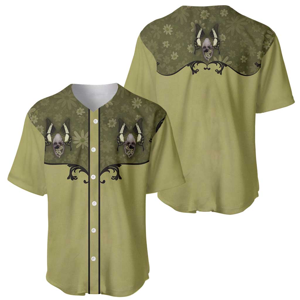 Western Gothic Yoke Baseball Jersey Retro Butterfly With Daisy Garden - Wonder Print Shop